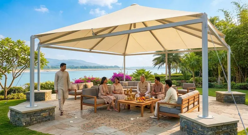 Garden gazebo with seating